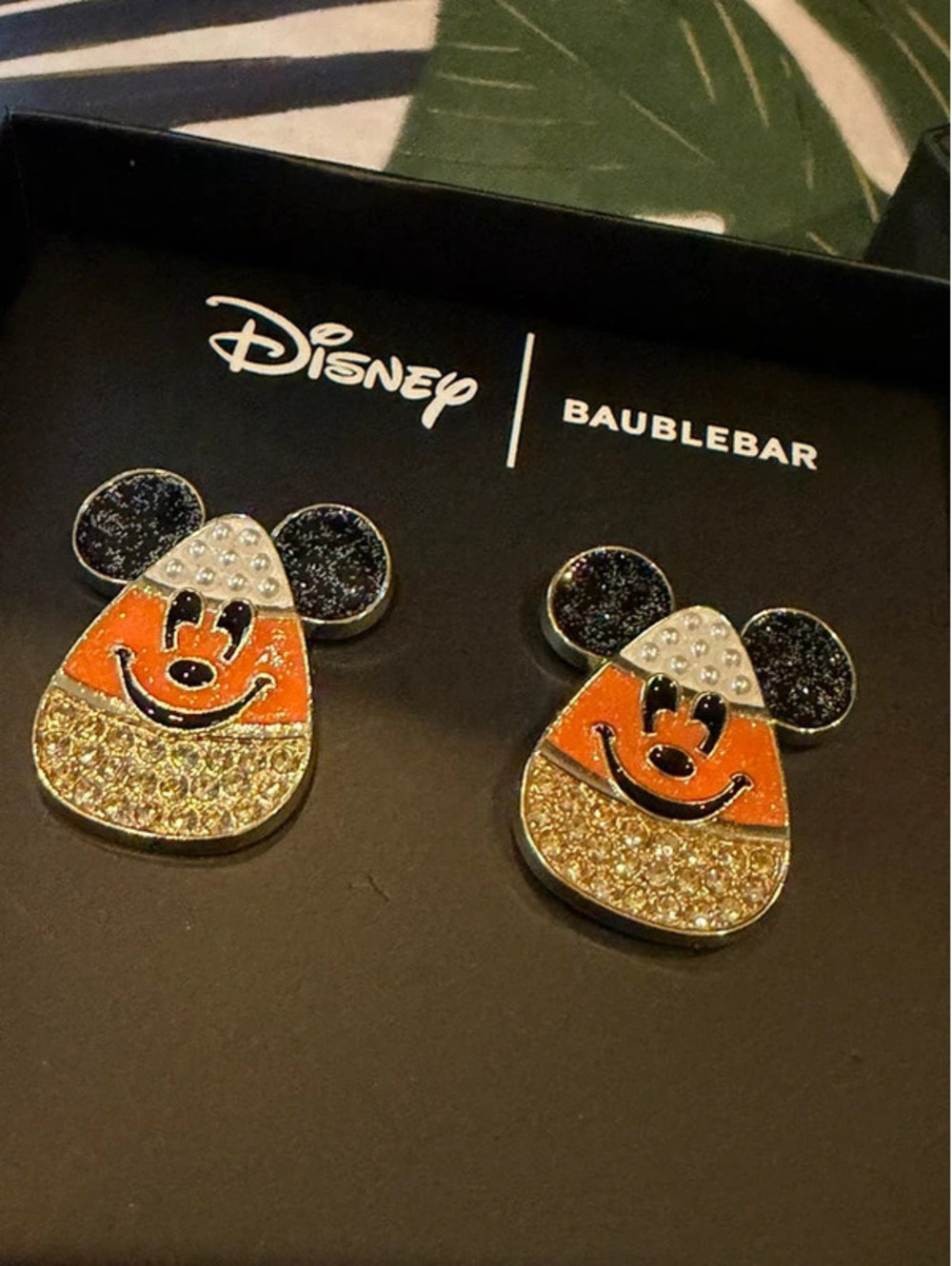 Disney x BaubleBar Mickey Mouse Candy Corn Halloween Earrings New in Box